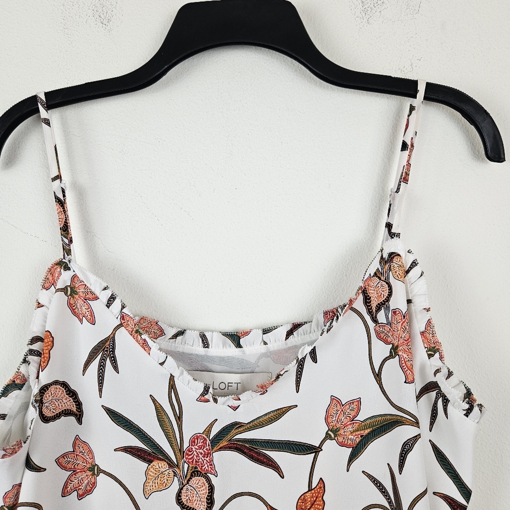 Loft Floral Ruffle Cami Size Medium - Picture 5 of 10